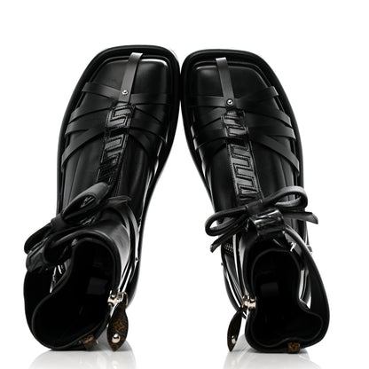 Louis Vuitton X FORNASETTI Lambskin Calfskin Square Pillow Flat Ankle Boots 38 Black 2 of 9