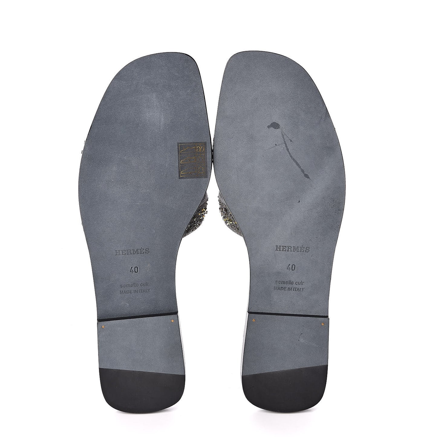 Goatskin Crystal Oran Sandals 40 Marine