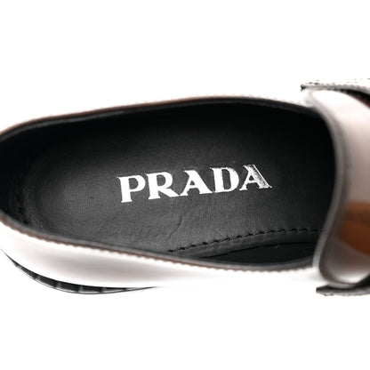 Prada Spazzolato Fume Metal Triangle Logo 50mm Loafers 38 Bruciato Fume 7 of 9