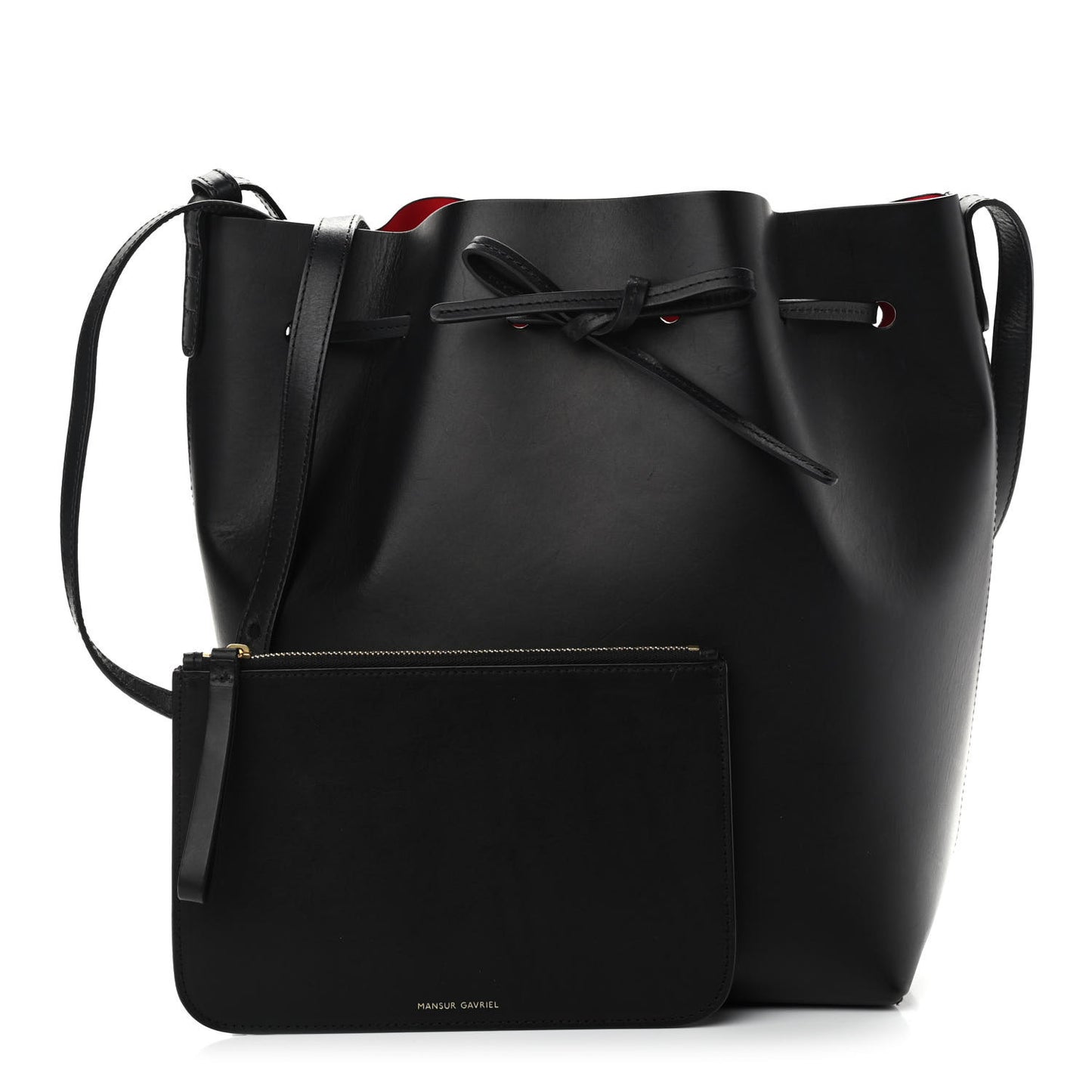 Vegetable Tanned Calfskin Bucket Bag Black Flamma