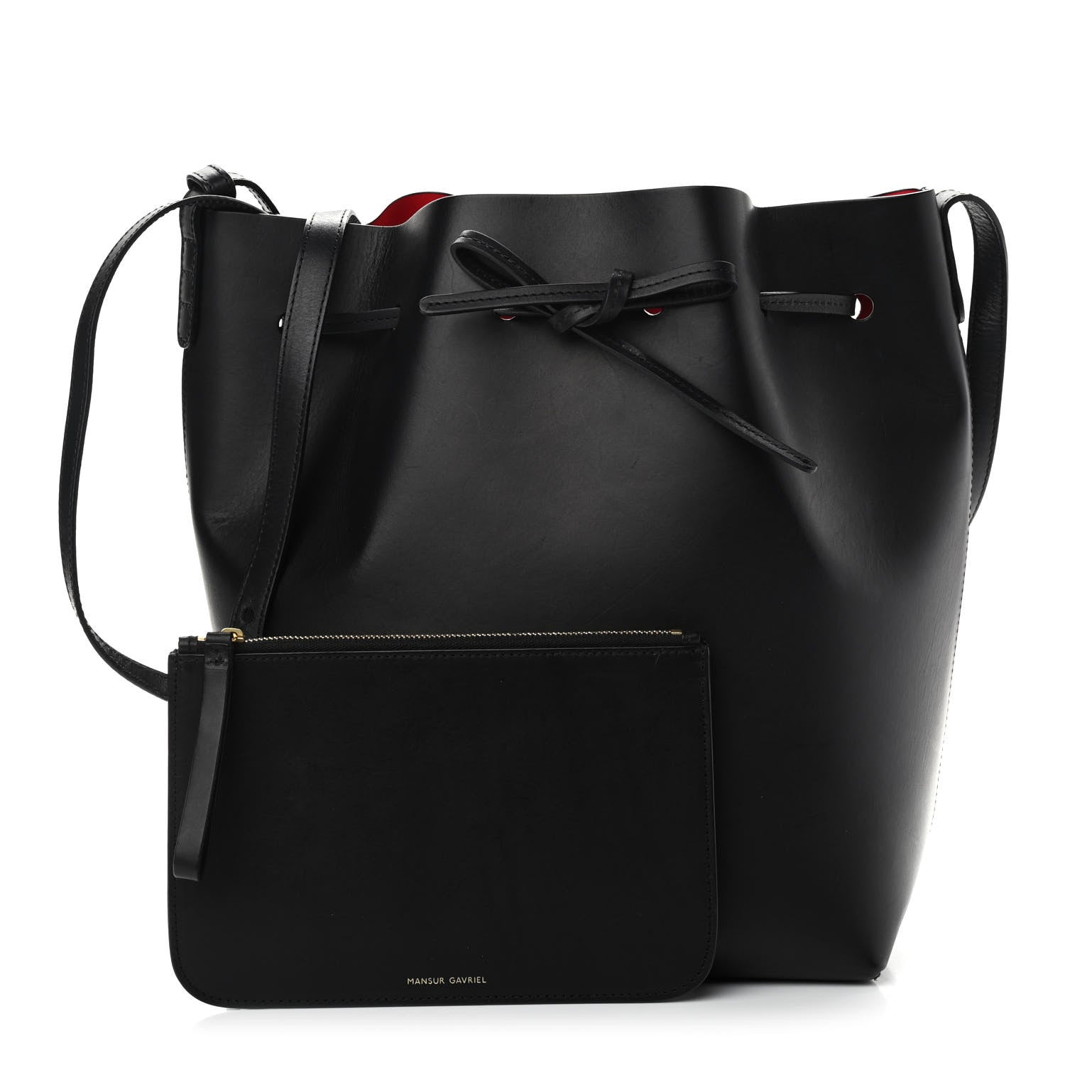 Mansur Gavriel Vegetable Tanned Calfskin Bucket Bag Black Flamma 1 of 11