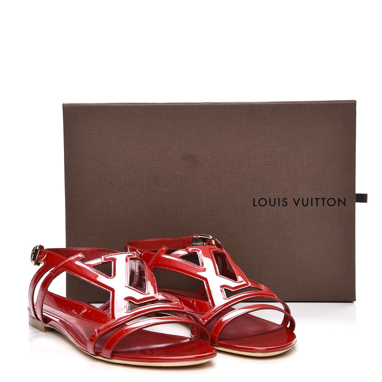 Patent Logo Crossing Flat Sandal 39 Rouge