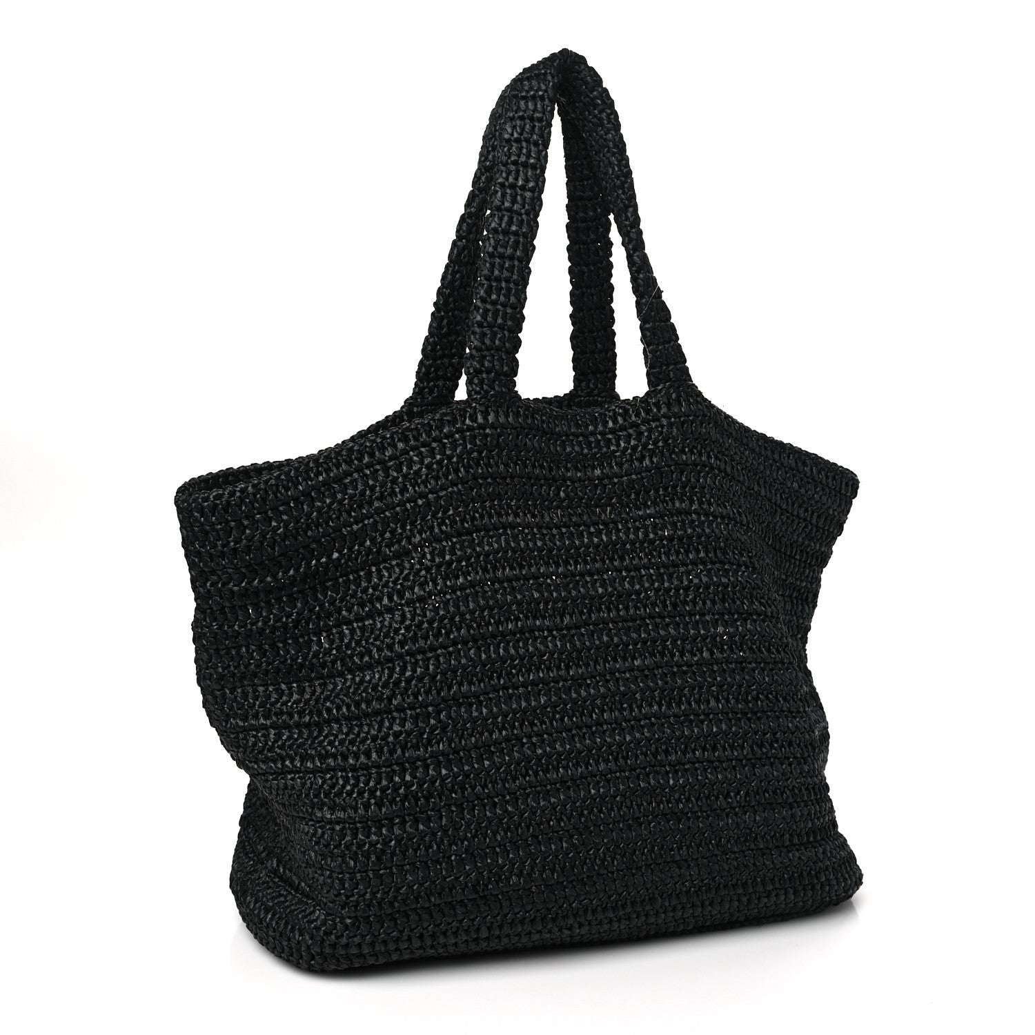Saint Laurent SAINT LAURENT Raffia Rive Gauche Tote Black 3 of 10