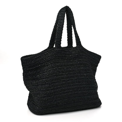 Saint Laurent SAINT LAURENT Raffia Rive Gauche Tote Black 3 of 10