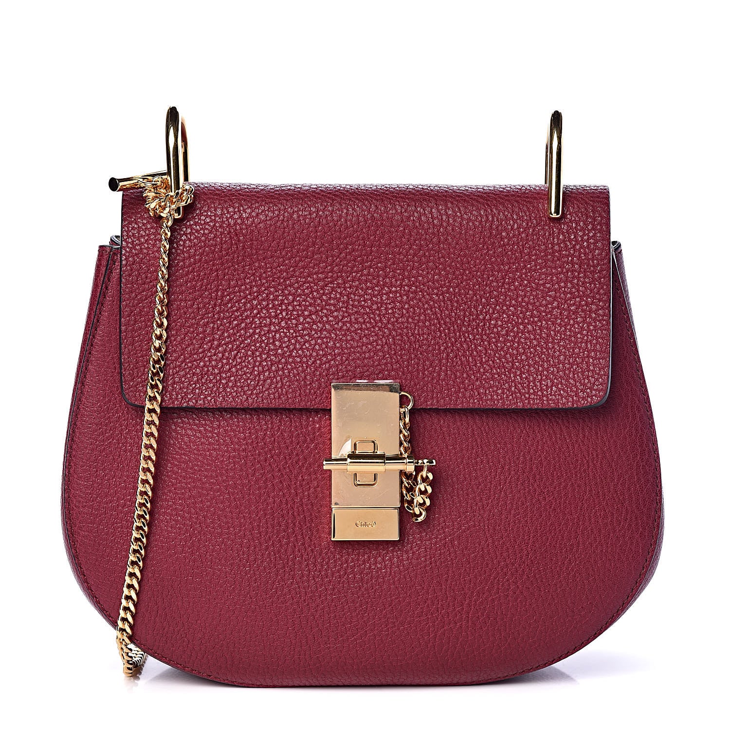 Chloe Grained Lambskin Drew Shoulder Bag Wine Purple 1 of 8