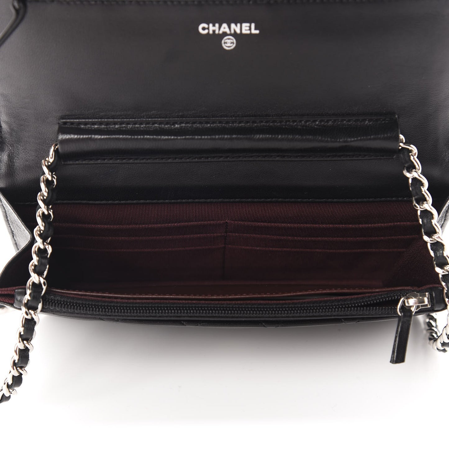 Lambskin Quilted Wallet On Chain WOC Black