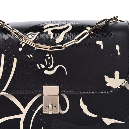 Valentino Garavani Calfskin Snakeskin Panther Chain Flap Bag Black 9 of 9
