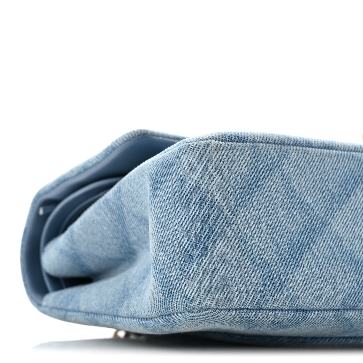 Chanel Printed Denim Quilted Medium Double Flap Light Blue 9 of 12