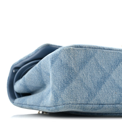 Chanel Printed Denim Quilted Medium Double Flap Light Blue 9 of 12