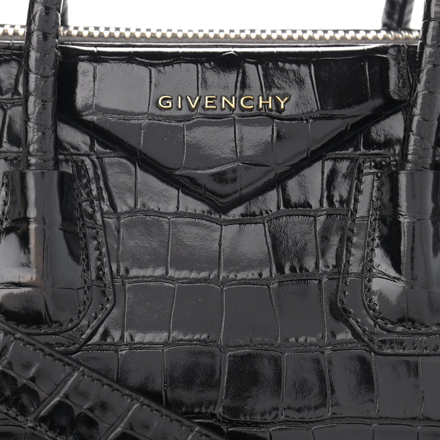 Givenchy Calfskin Crocodile Embossed Small Antigona Black 8 of 15