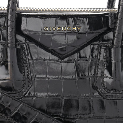 Givenchy Calfskin Crocodile Embossed Small Antigona Black 8 of 15