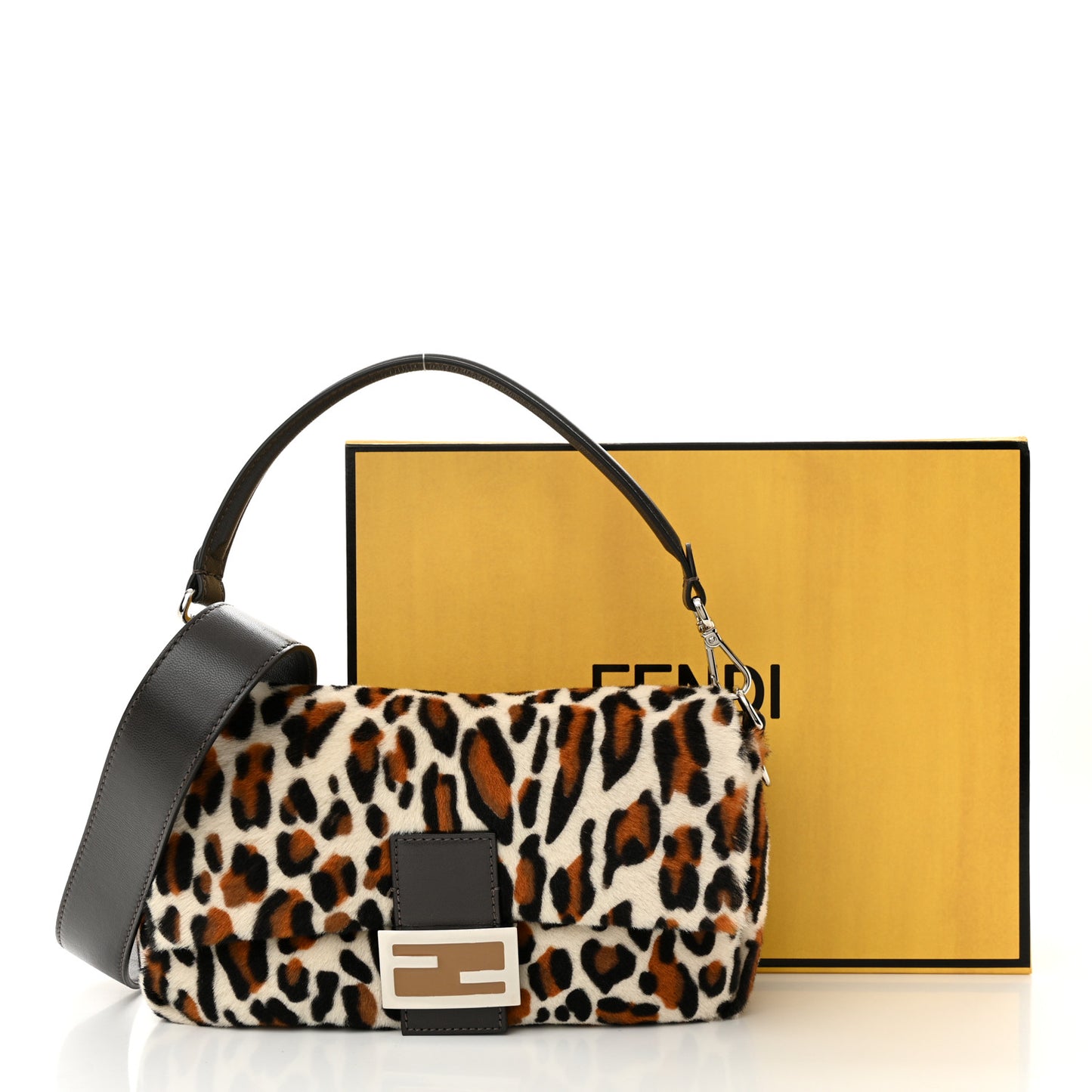 Calf Hair Leopard Print Baguette Moro
