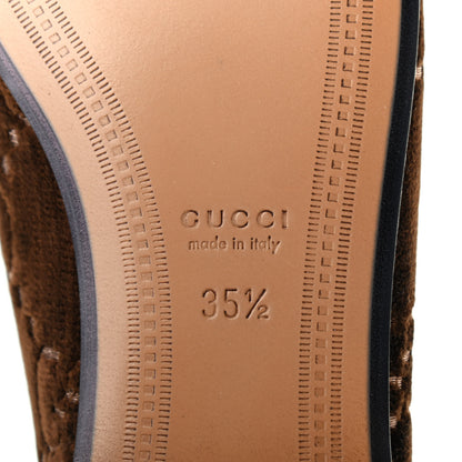 Gucci Velvet GG Monogram Horsebit Womens Jordaan Loafers 35.5 Brown Black 7 of 9
