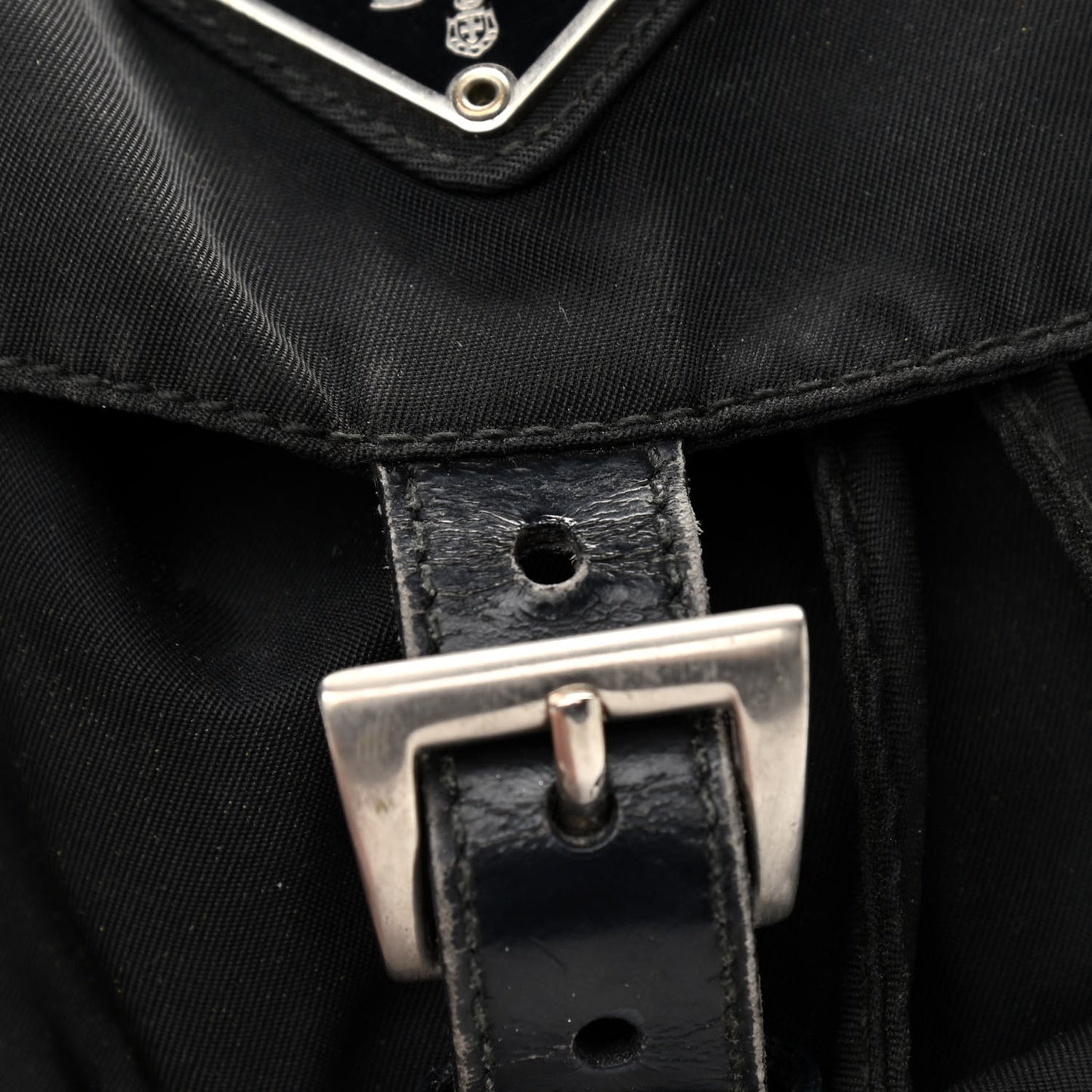 Nylon Vela Double Buckle Backpack Black