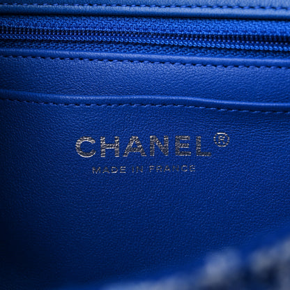 Chanel Tweed Quilted Mini Rectangular Flap Blue White 6 of 9
