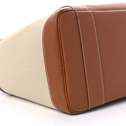 Hermes Toile Militaire Negonda Vertical Pockets Garden Party Beton Gold 7 of 9