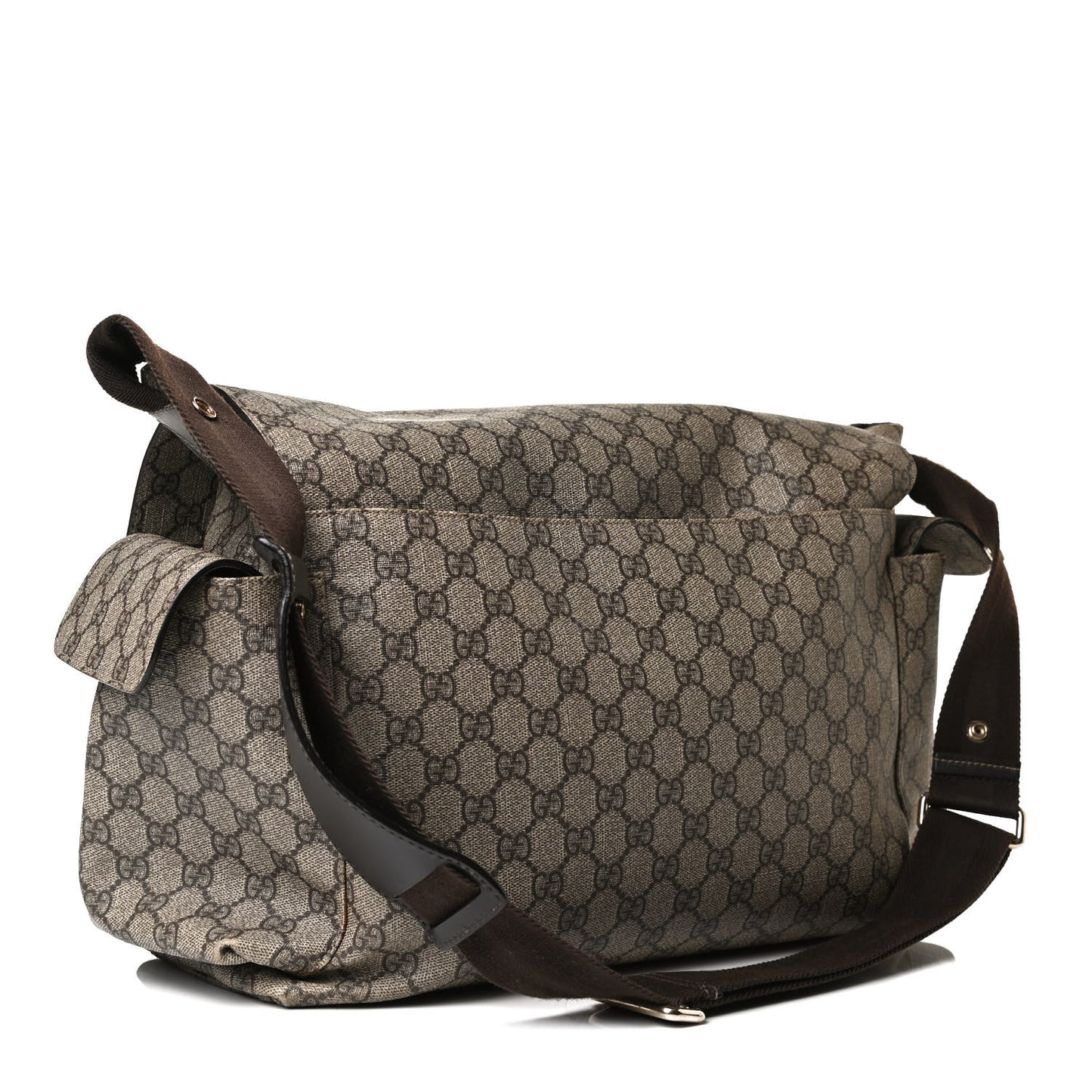 GG Plus Monogram Messenger Diaper Bag Dark Brown