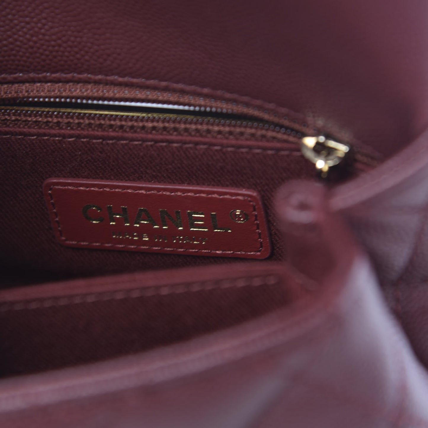 Caviar Quilted Extra Mini Coco Handle Flap Burgundy