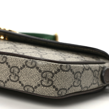 Gucci GG Supreme Monogram Textured Dollar Calfskin Web Mini Ophidia Envelope Shoulder Bag Beige Ebony 8 of 9