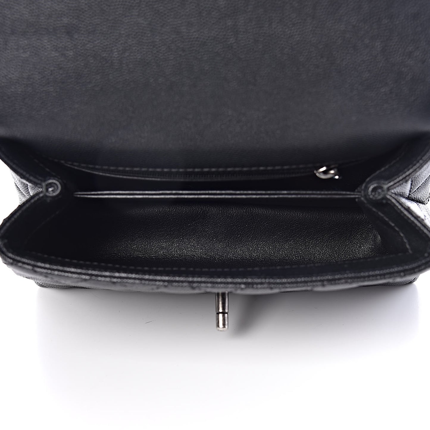 Caviar Lizard Quilted Mini Coco Handle Flap Black