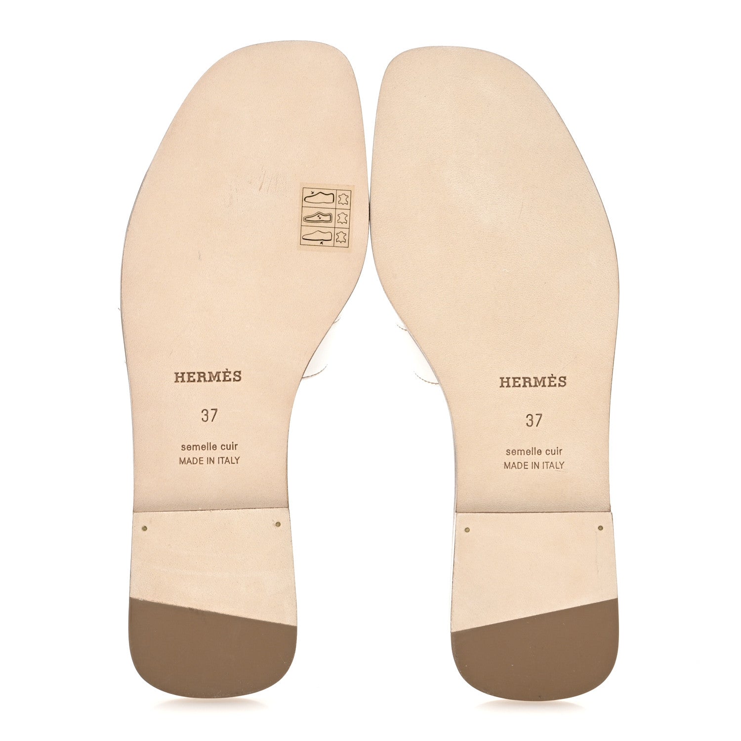 Hermes Box Calfskin Oran Sandals 37 White 6 of 10