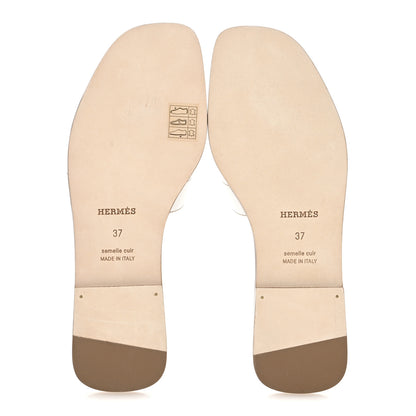 Hermes Box Calfskin Oran Sandals 37 White 6 of 10