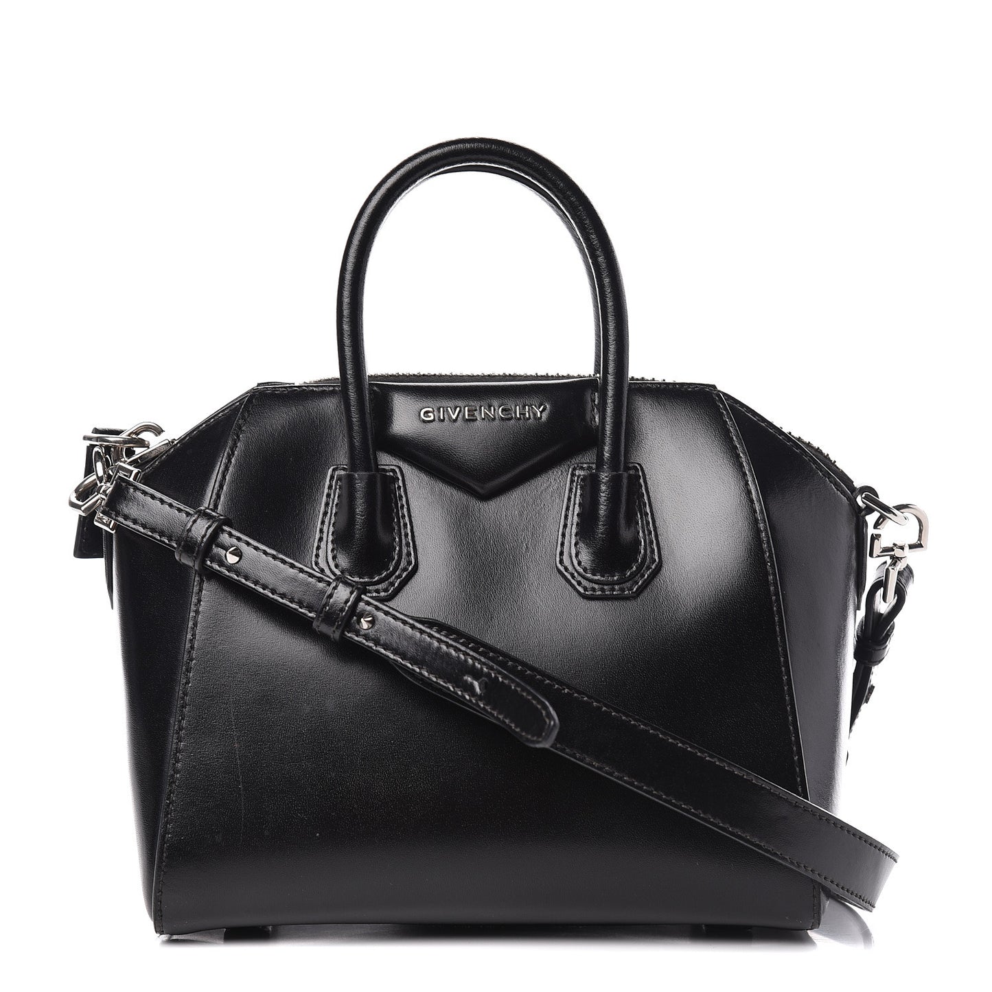 Shiny Lord Calfskin Mini Antigona Black