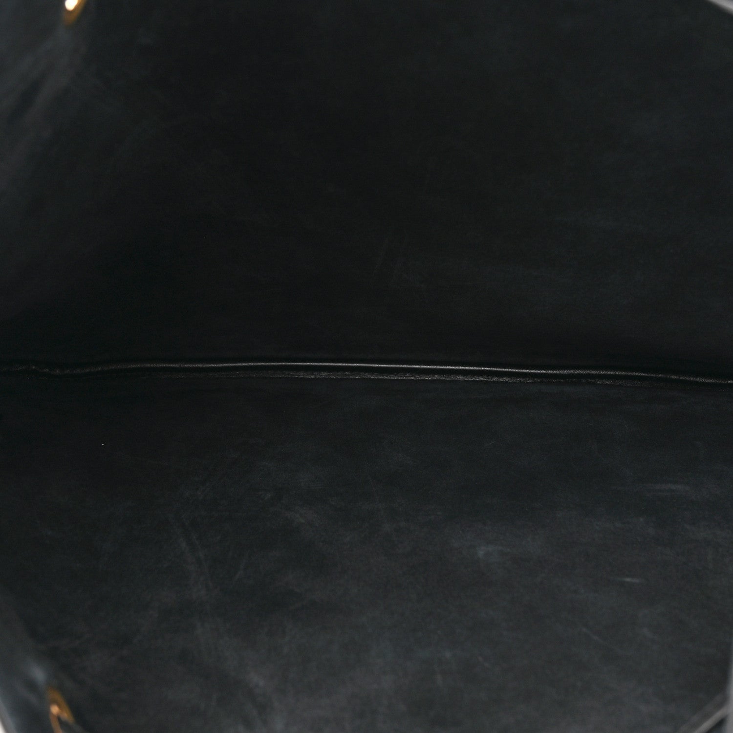 Saint Laurent Smooth Calfskin Paris VII Large Flat Hobo Black 6 of 13