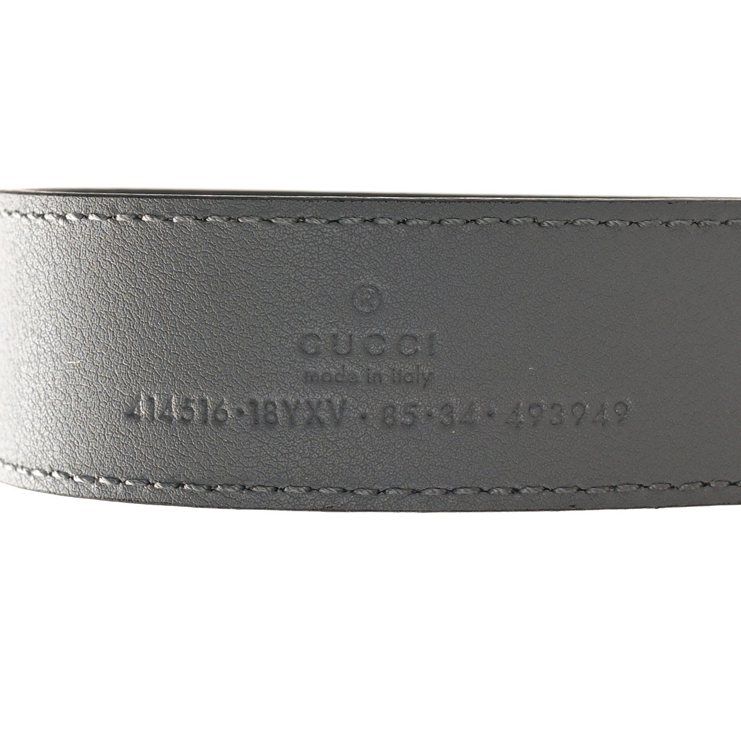 Gucci Azalea Calfskin Enamel Monochrome Double G 30mm Belt 85 34 Deep Grey 3 of 3