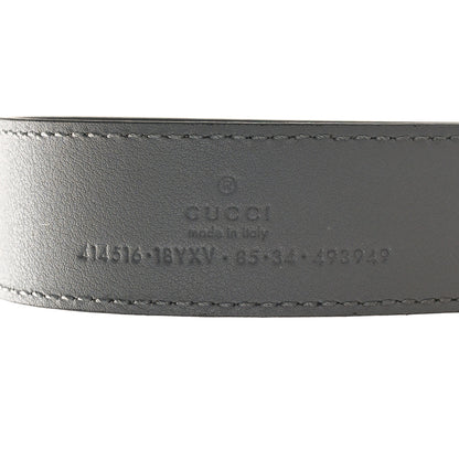 Gucci Azalea Calfskin Enamel Monochrome Double G 30mm Belt 85 34 Deep Grey 3 of 3