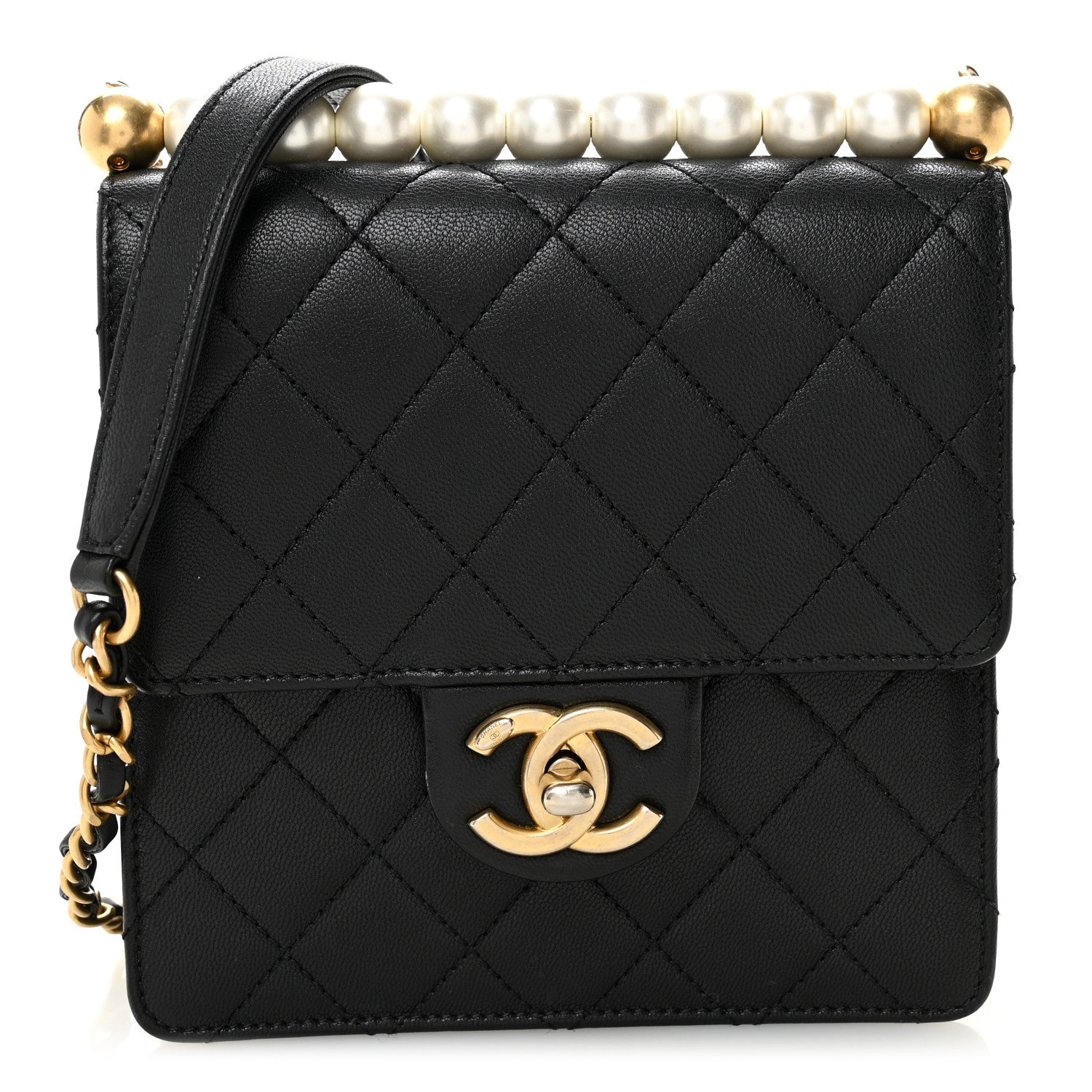 Chanel Goatskin Quilted Chic Pearls Flap Black 1 of 12