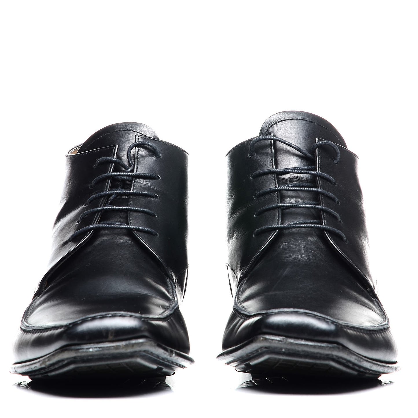 Calfskin Lace Up Ankle Boots 7 Black