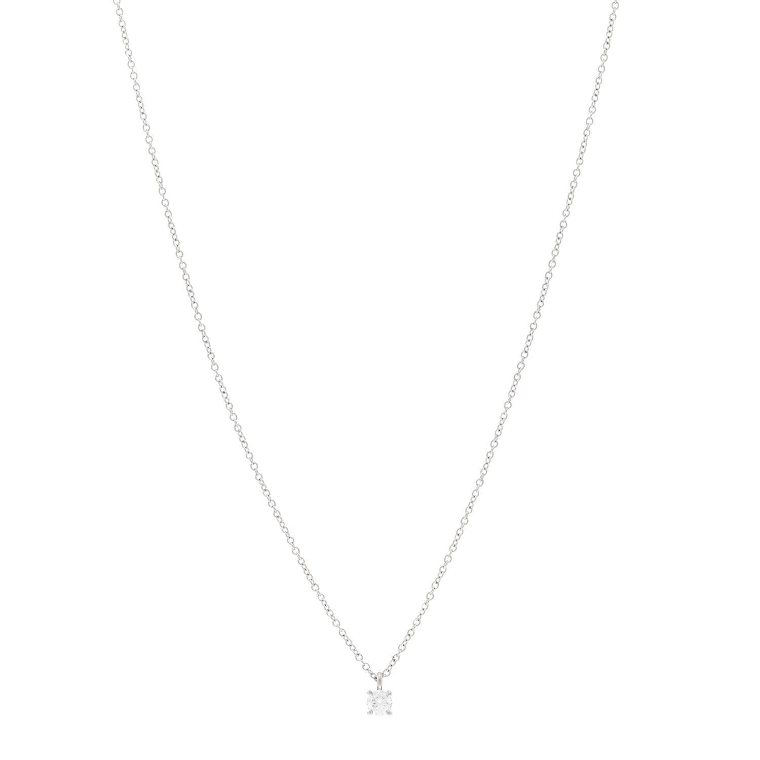 Tiffany Platinum Diamond .16ct Solitaire Pendant Necklace 1 of 4