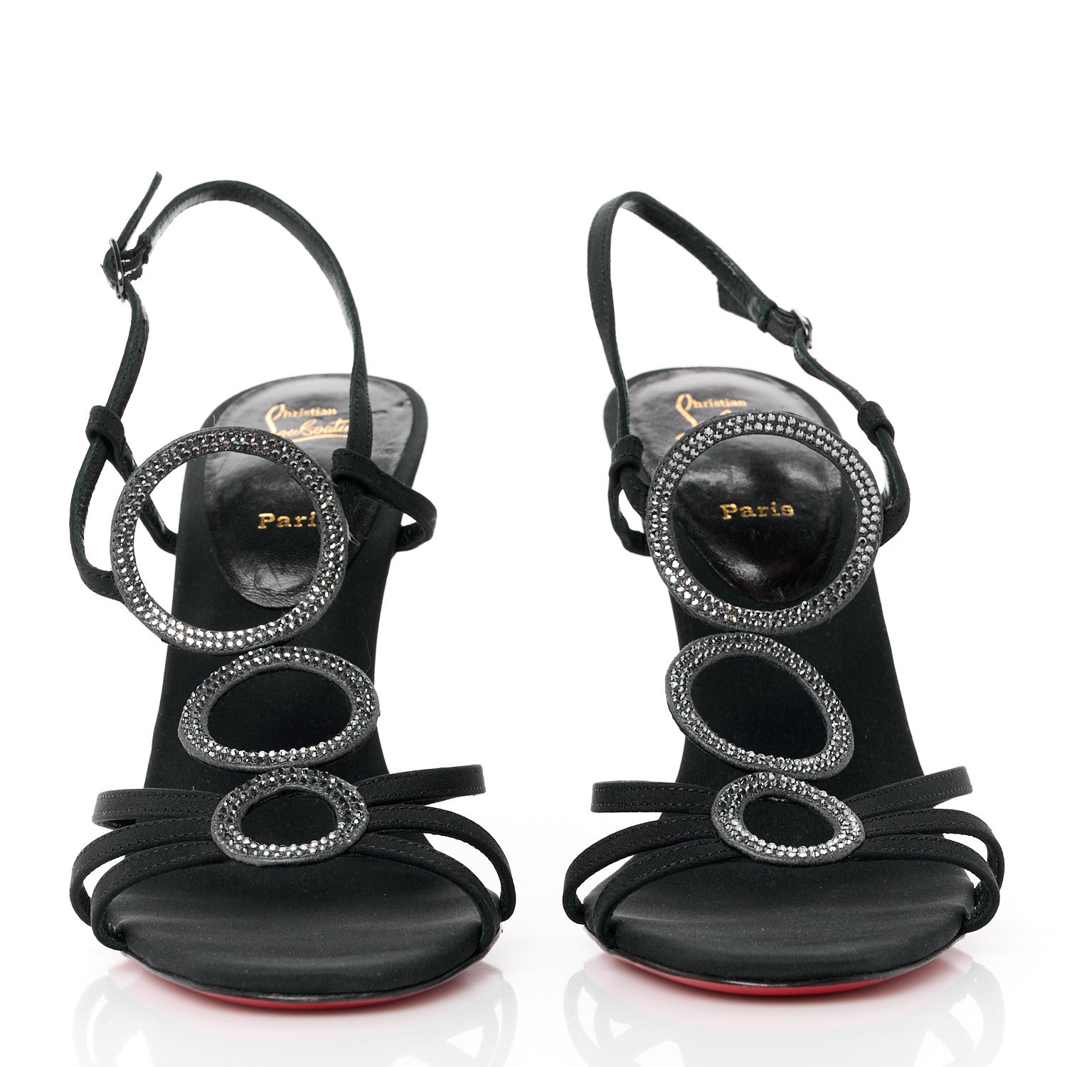 Christian Louboutin Crepe Crystal Troisronds 100 Sandals 37 Black 2 of 8