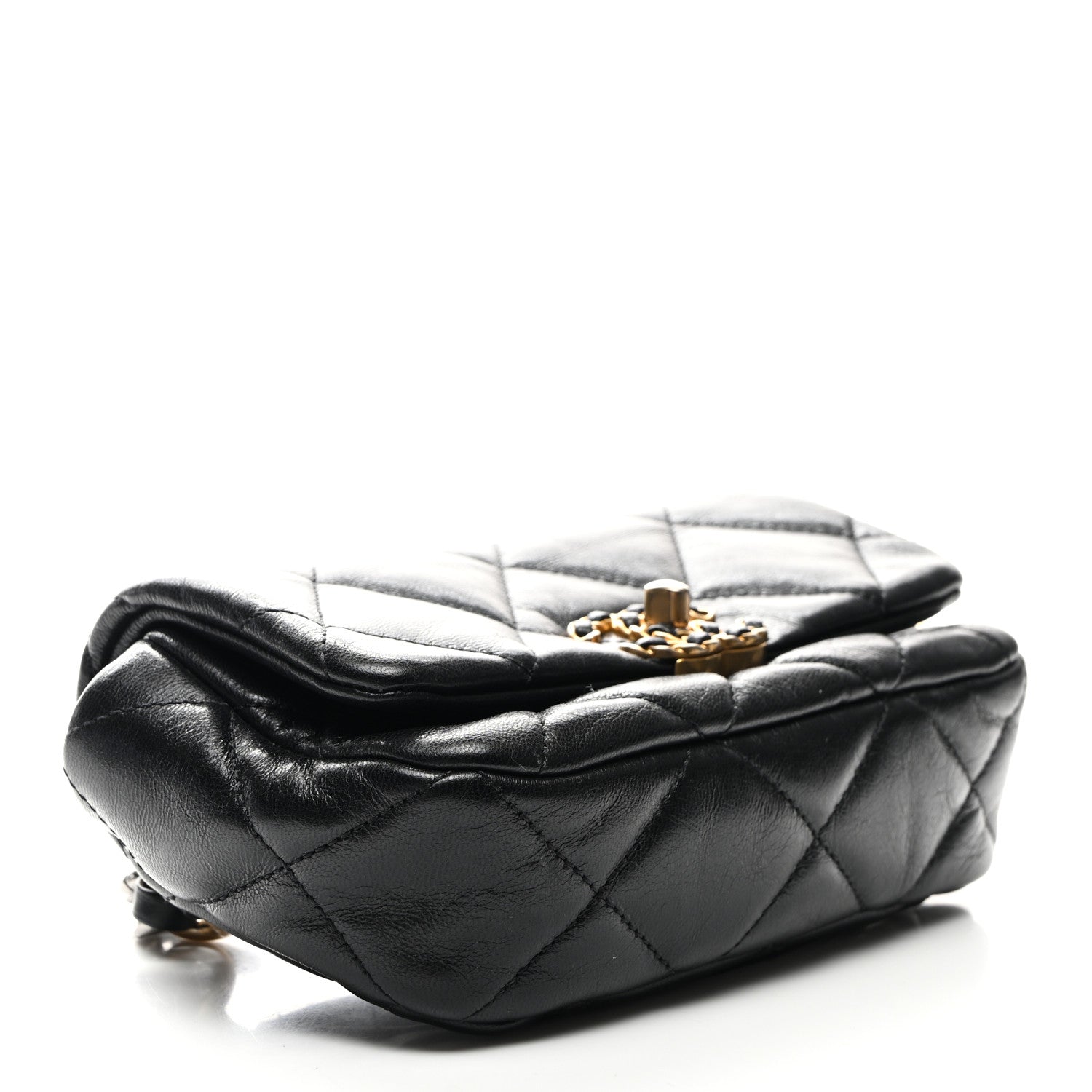 Chanel Goatskin Quilted Chanel 19 Waist Bag Black 4 of 11
