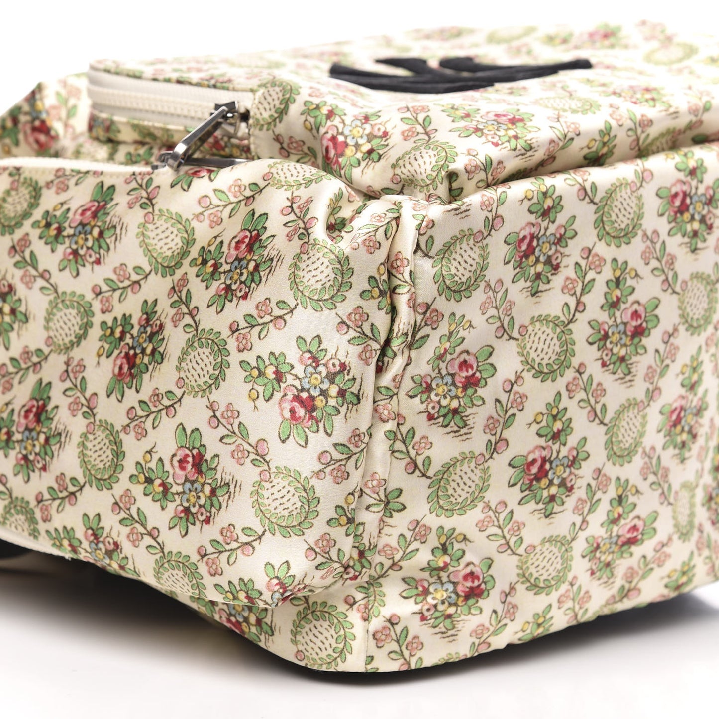 X MLB Satin Floral Print NY Yankees Patch Backpack Ivory Green