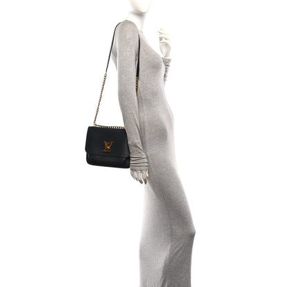 Louis Vuitton Grained Calfskin Lockme Chain Bag PM Black 2 of 9