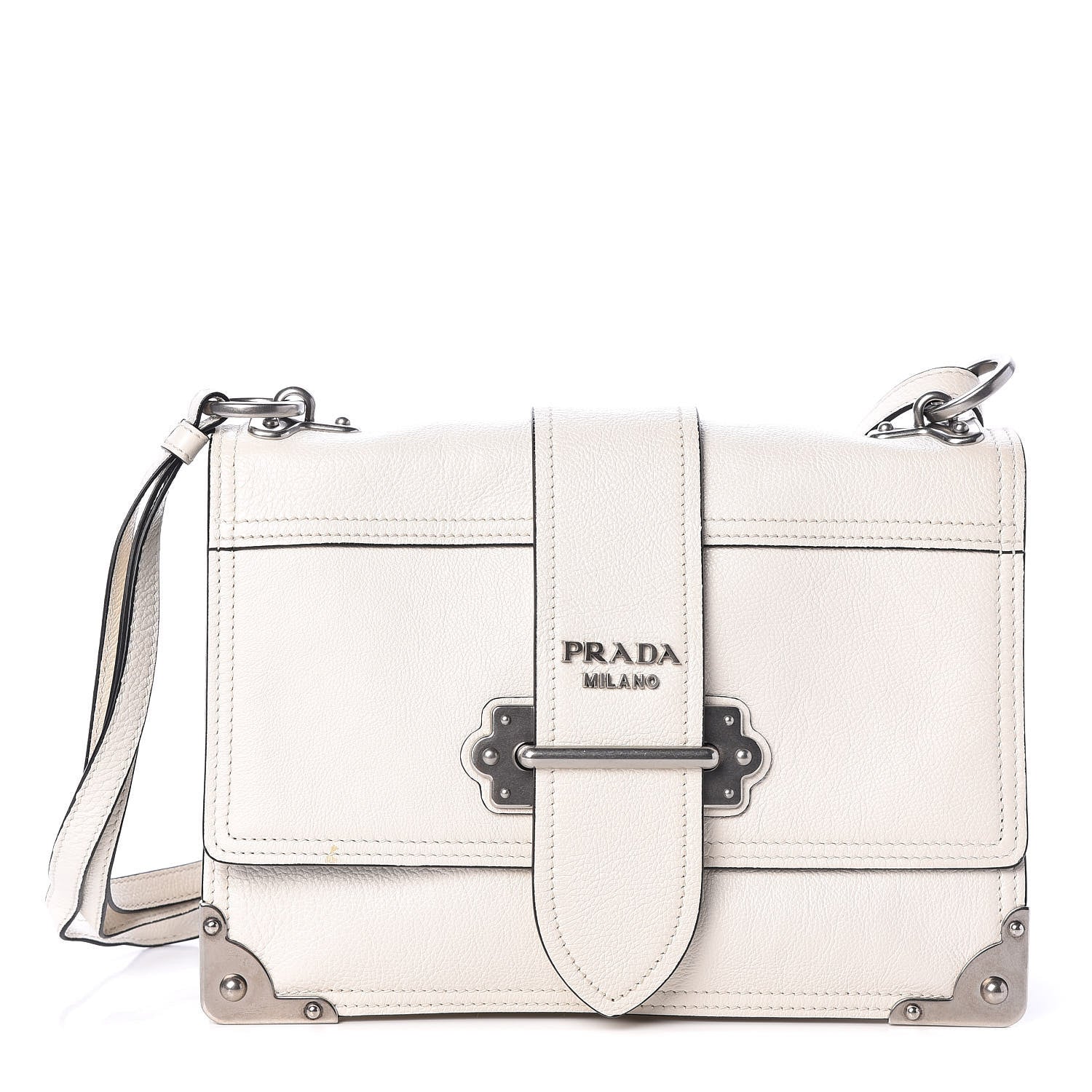 Prada Glace Calfskin Large Soft Cahier Bag White 1 of 8