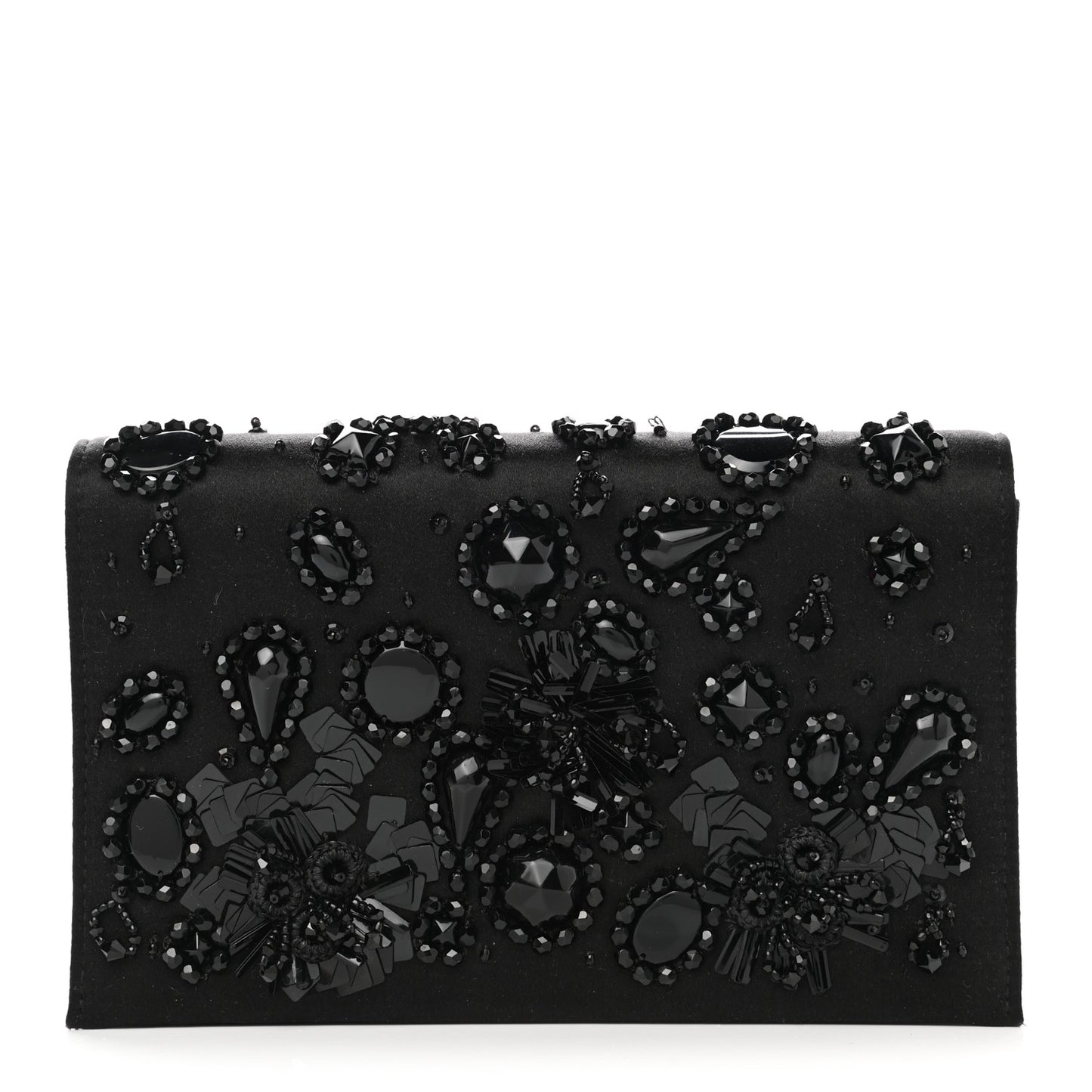 Satin Crystal Clutch Black