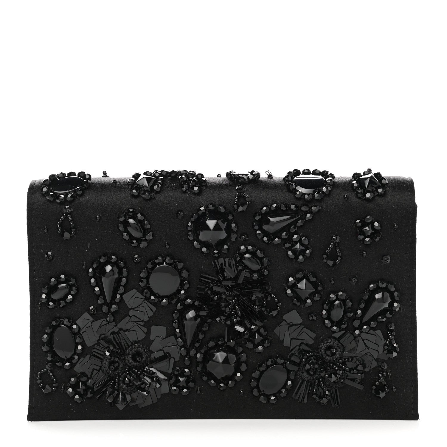 Prada Satin Crystal Clutch Black 1 of 8