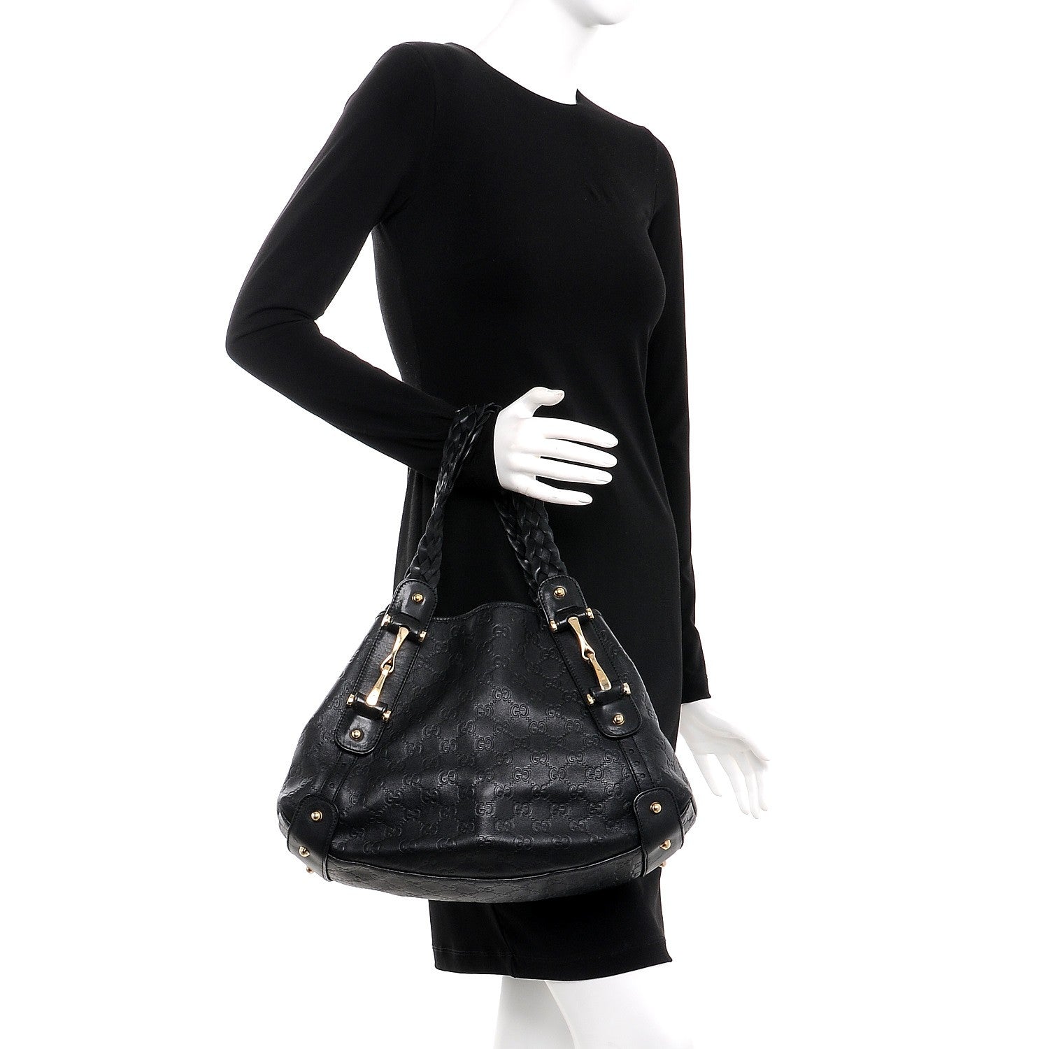 Gucci Guccissima Small Pelham Shoulder Bag Black 2 of 7