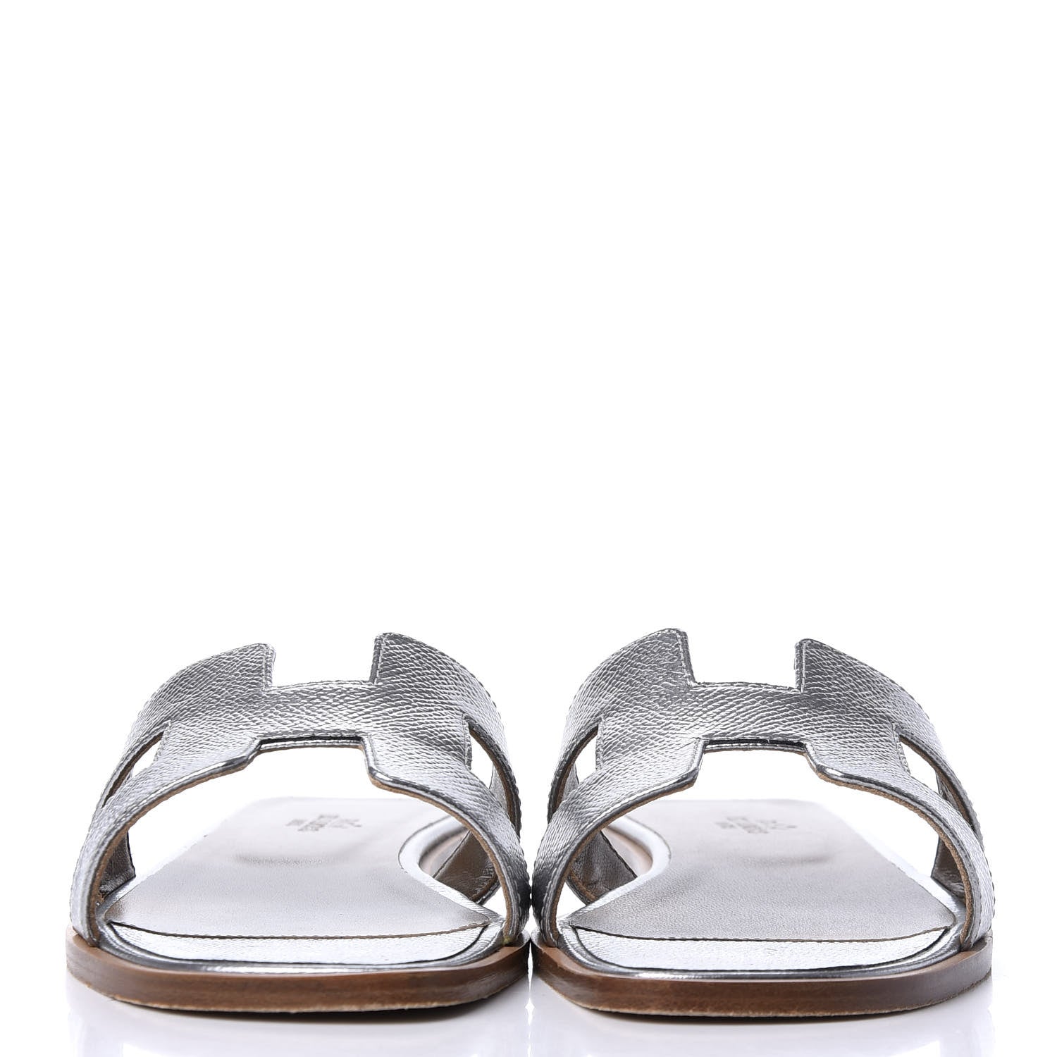 Hermes Metallic Epsom Oran Sandals 38 Gris Argente 3 of 11