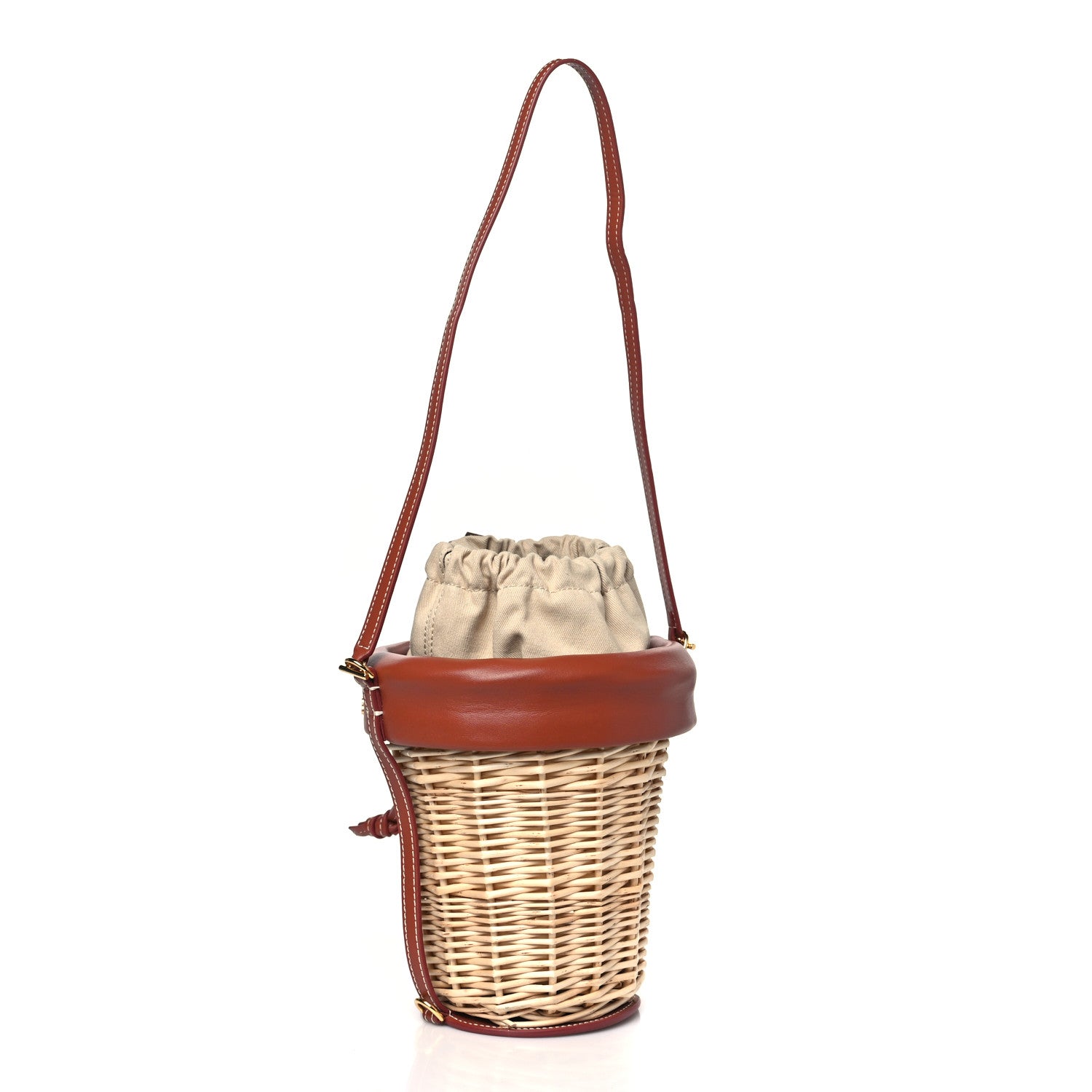 Jacquemus Wicker Calfskin Le Panier Seau Bucket Bag Brown 3 of 8