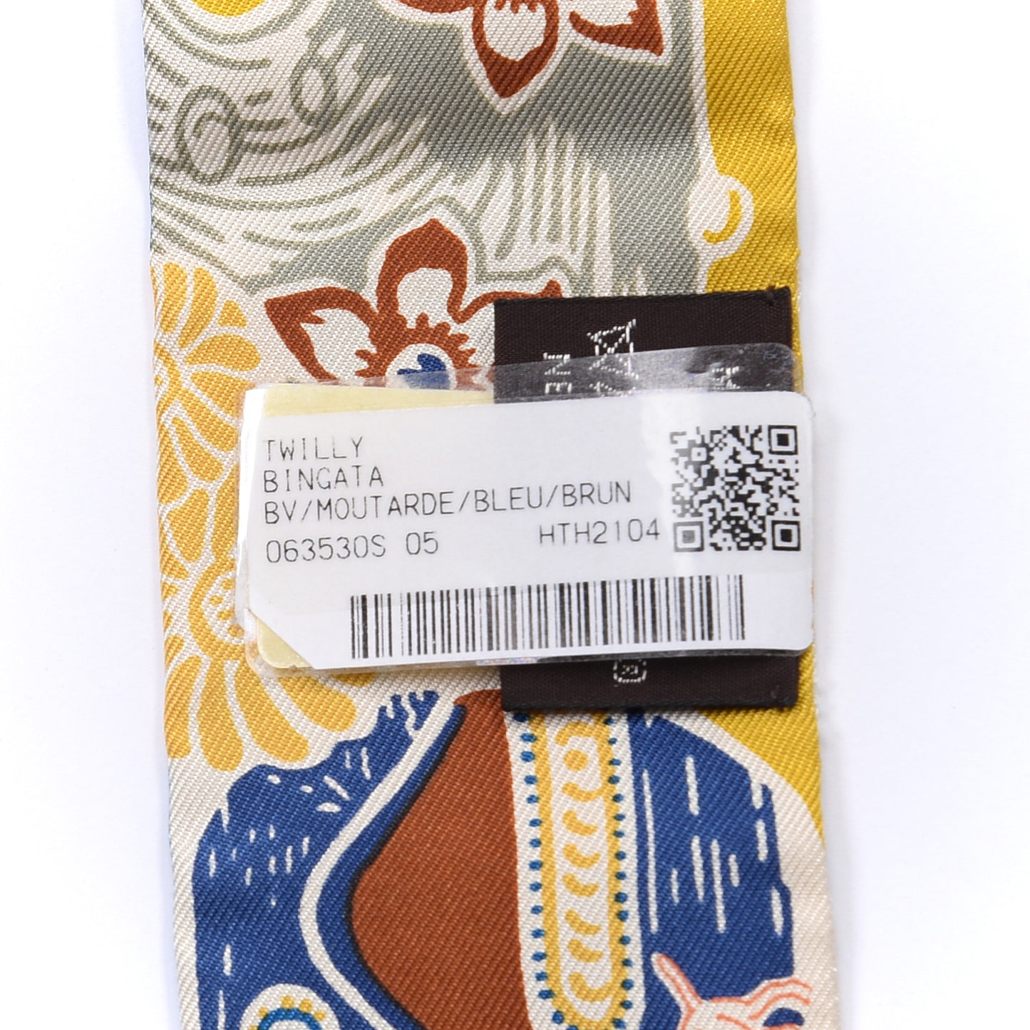 Silk Bingata Twilly Moutarde Bleu Brun
