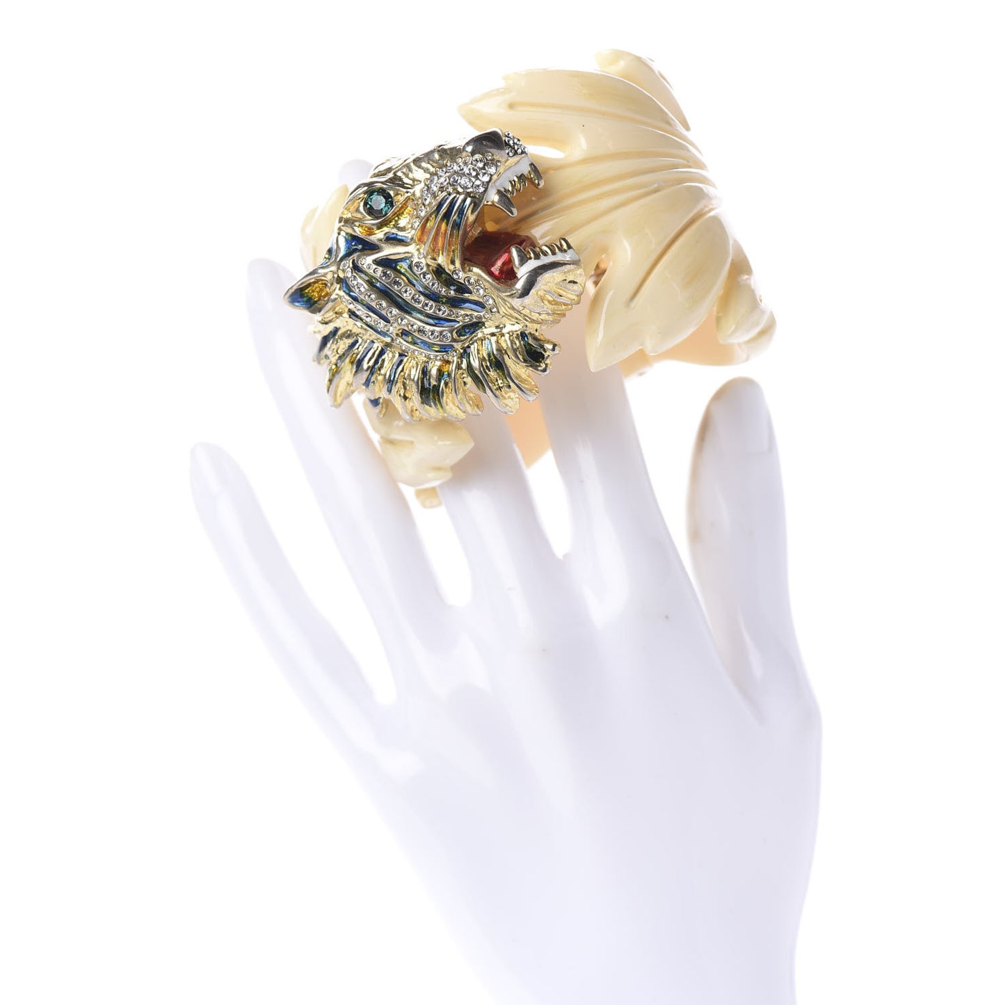 Metal Resin Rajah Leaf Bracelet White