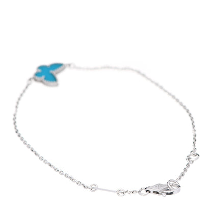Van Cleef & Arpels 18K White Gold Turquoise Sweet Alhambra Butterfly Bracelet 3 of 6