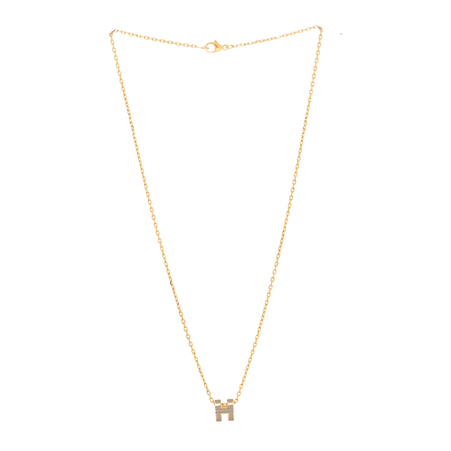Lacquered Gold Mini Pop H Pendant Necklace Marron Glace