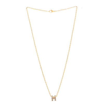 Hermes Lacquered Gold Mini Pop H Pendant Necklace Marron Glace 3 of 5