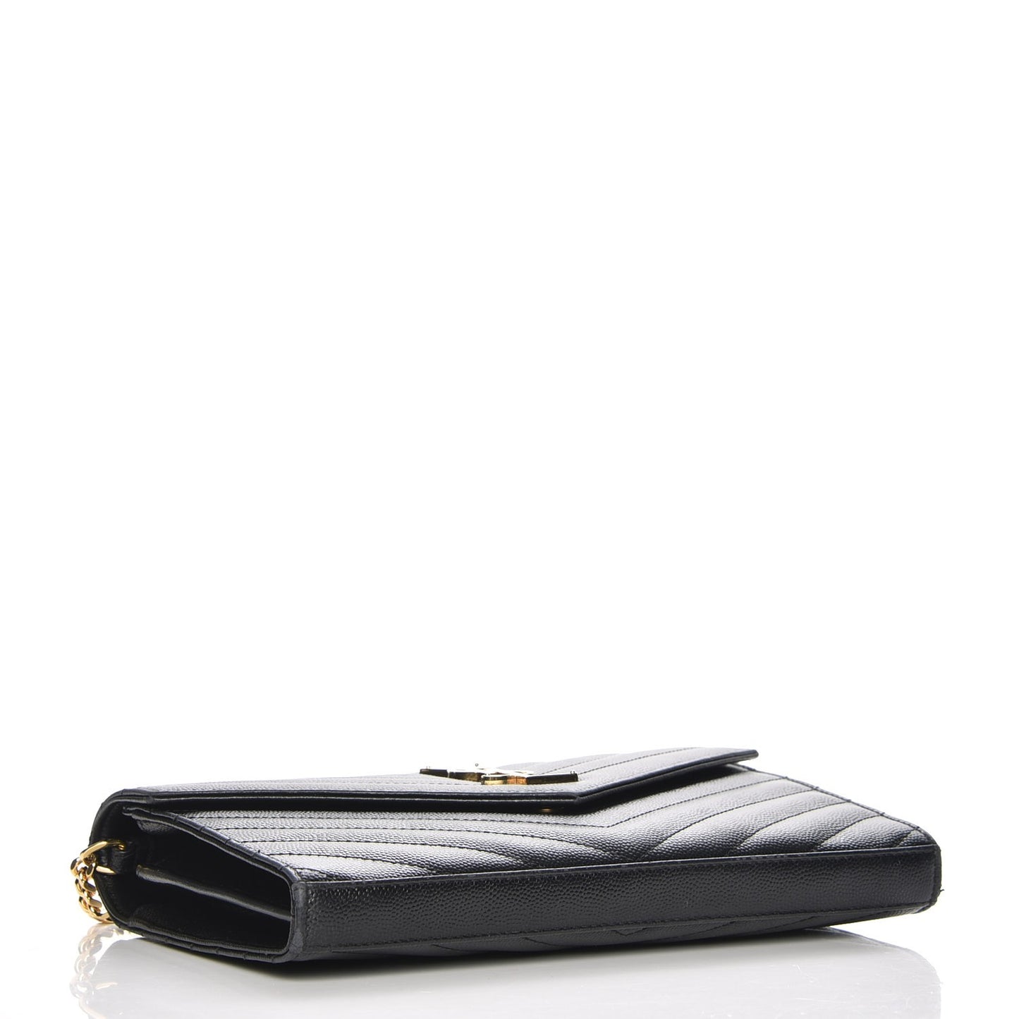 Grain De Poudre Matelasse Chevron Monogram Chain Wallet Black