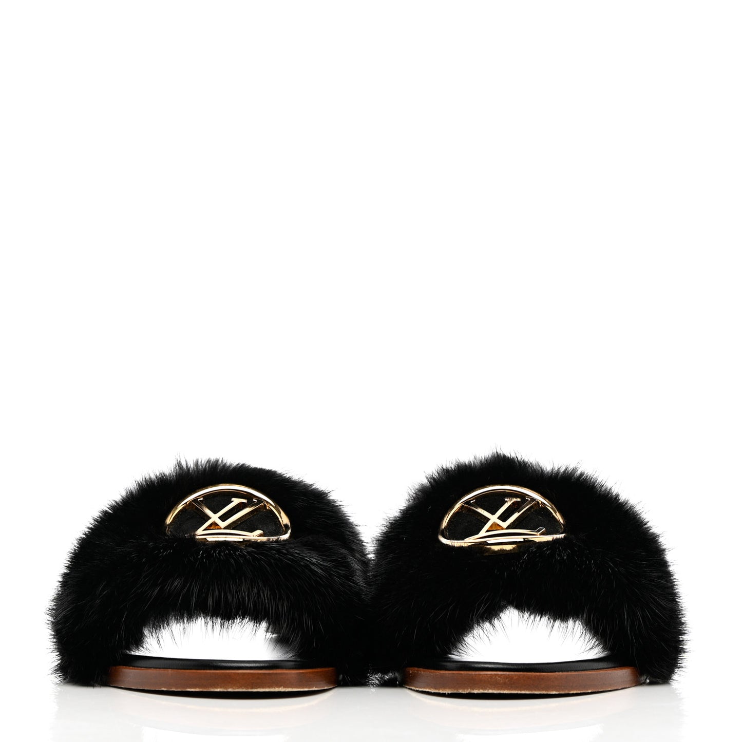Mink Fur Lock It Flat Mule 40 Black